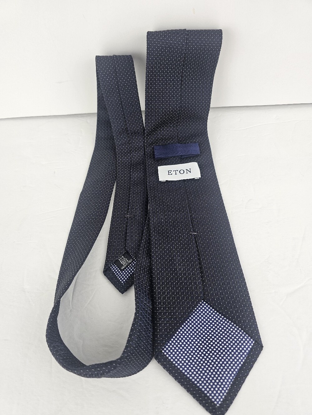 ETON 100% Silk Tie Italy Blue Jacquard Geometric Diamond Luxury Professional
